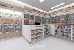 ออกแบบ ผลิต และติดตั้งร้าน : ร้าน เพื่อนยา ซ.วัดลาดปลาดุก บางบัวทอง นนทบุรี